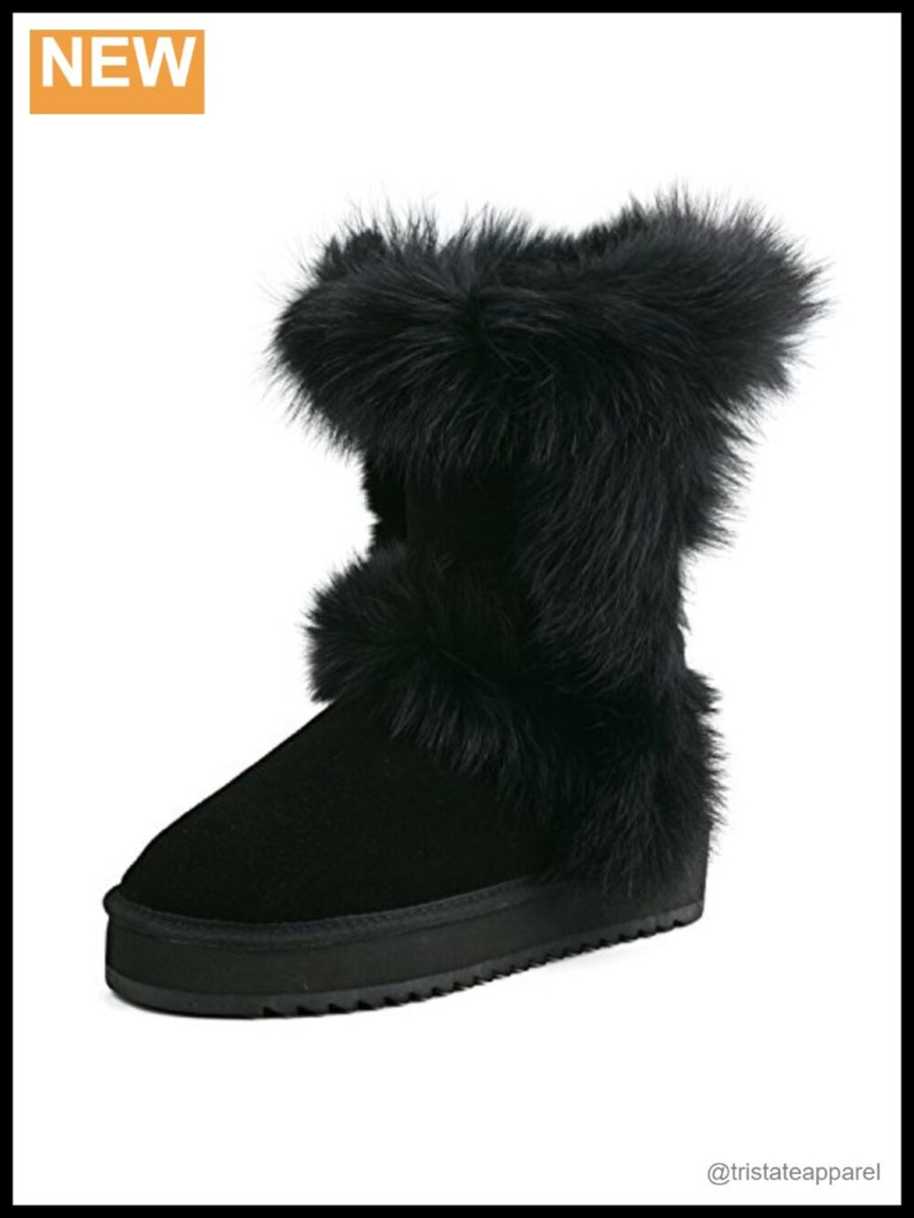 Genuine Suede Platform Mid-Calf Snow Boots Winter Fur Lined for Women